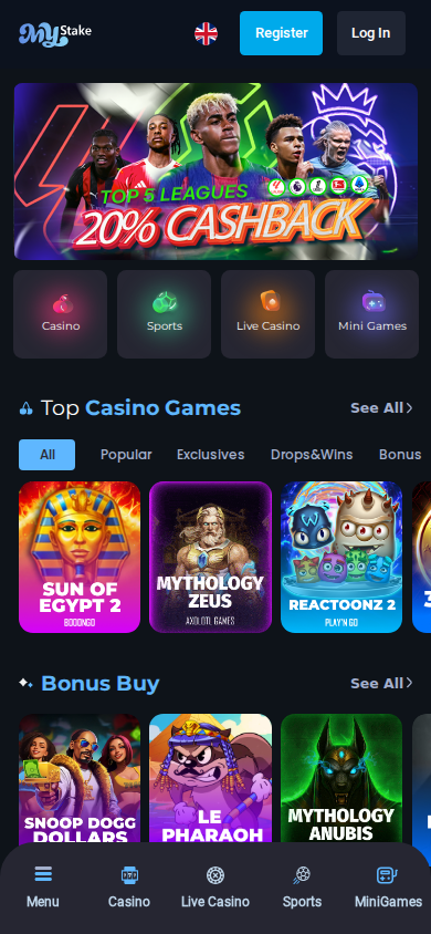 MyStake Casino mobile screenshot